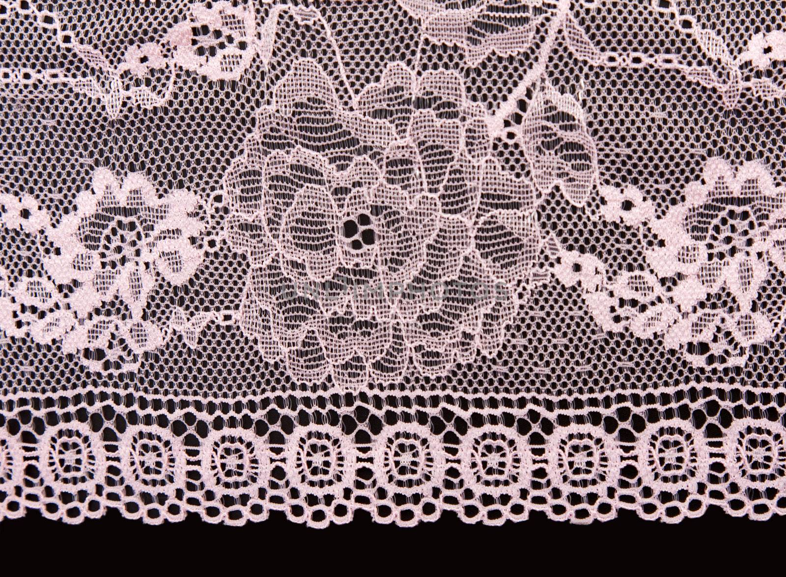Rose lace with pattern in the manner of flower on black background