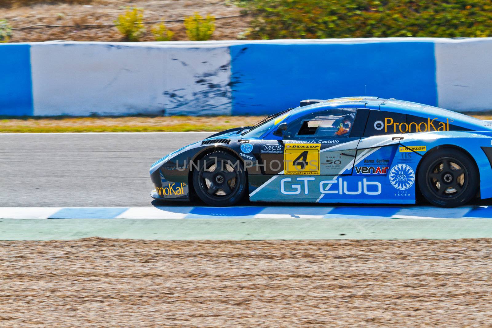 JEREZ DE LA FRONTERA, SPAIN - OCT 16: Ferran Monje of SUNRED races on Iber GT championship on October 16 , 2011, in Jerez de la Frontera , Spain