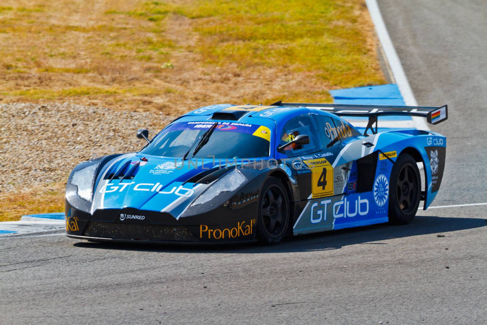 JEREZ DE LA FRONTERA, SPAIN - OCT 16: Ferran Monje of SUNRED races on Iber GT championship on October 16 , 2011, in Jerez de la Frontera , Spain