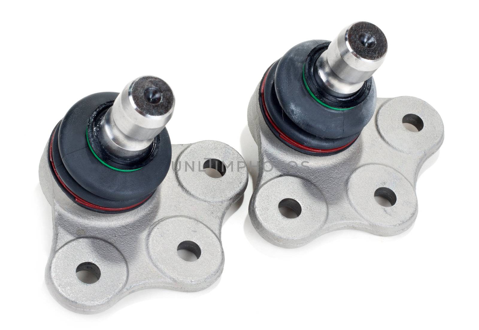 Two spare parts of the car on white background