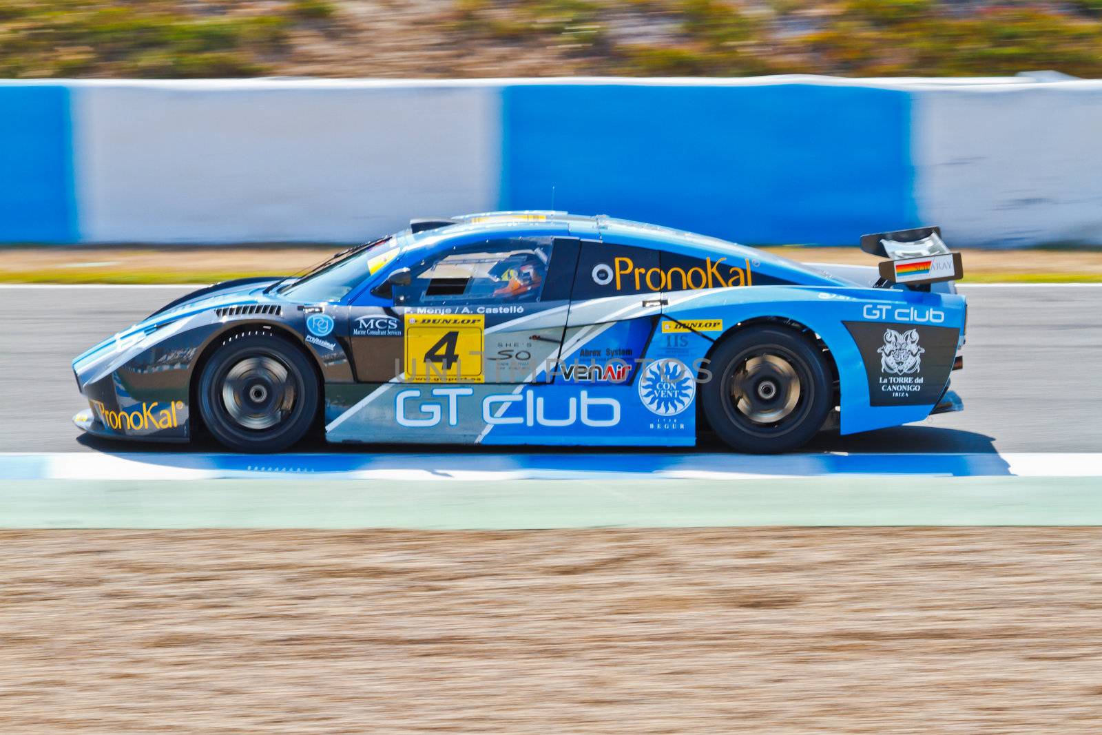 JEREZ DE LA FRONTERA, SPAIN - OCT 16: Ferran Monje of SUNRED races on Iber GT championship on October 16 , 2011, in Jerez de la Frontera , Spain
