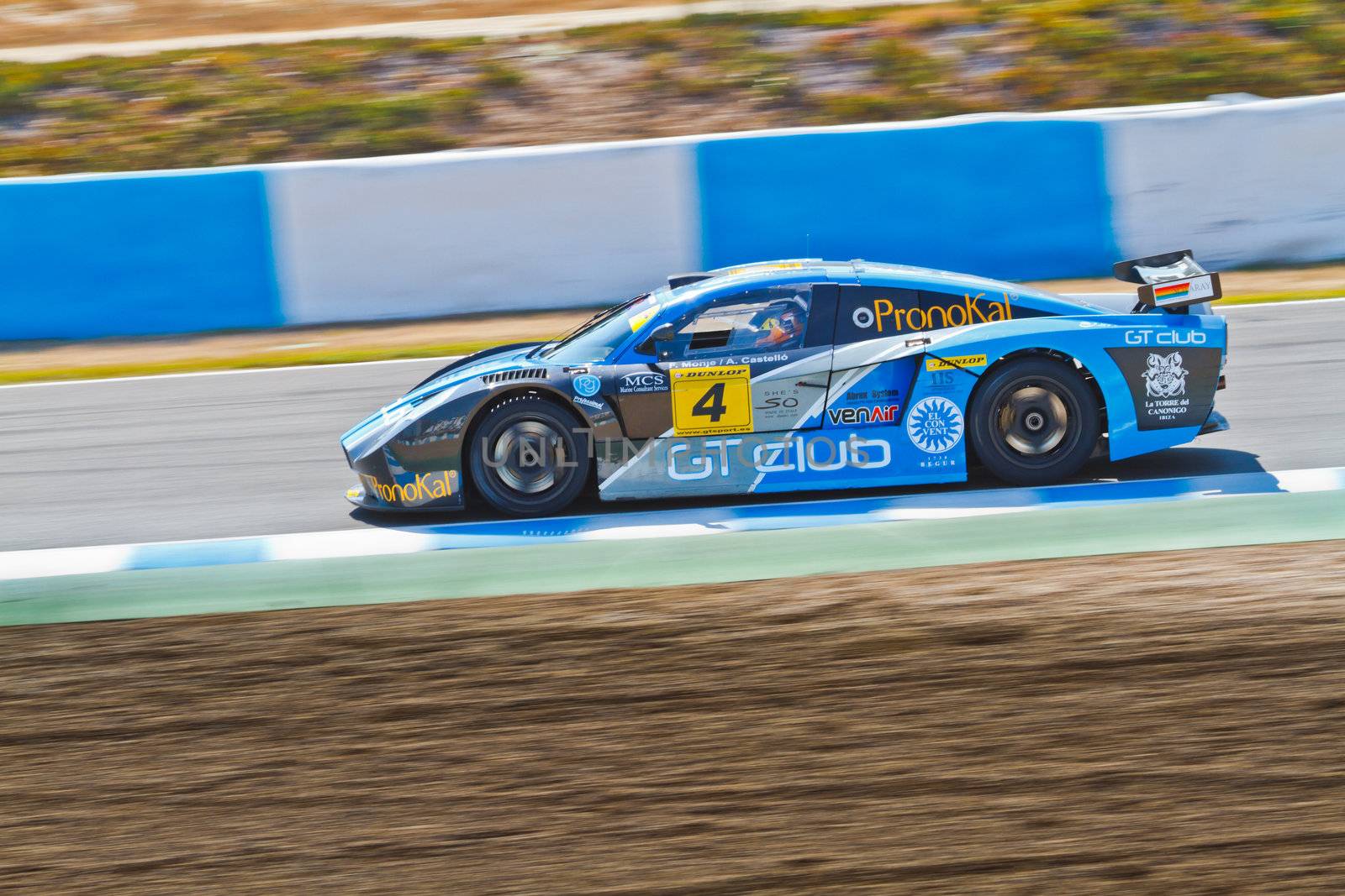 JEREZ DE LA FRONTERA, SPAIN - OCT 16: Ferran Monje of SUNRED races on Iber GT championship on October 16 , 2011, in Jerez de la Frontera , Spain