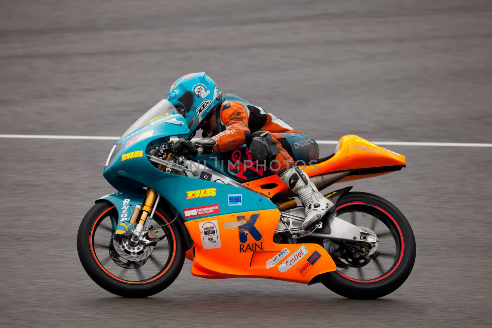 JEREZ DE LA FRONTERA, SPAIN - NOV 20: 125cc motorcyclist Jorge Navarro races in the CEV championship on Nov 20, 2010, in Jerez de la Frontera, Spain