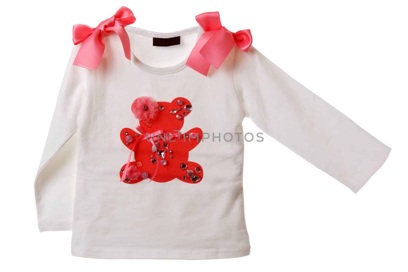 Blanching baby shirt with pattern red bear
