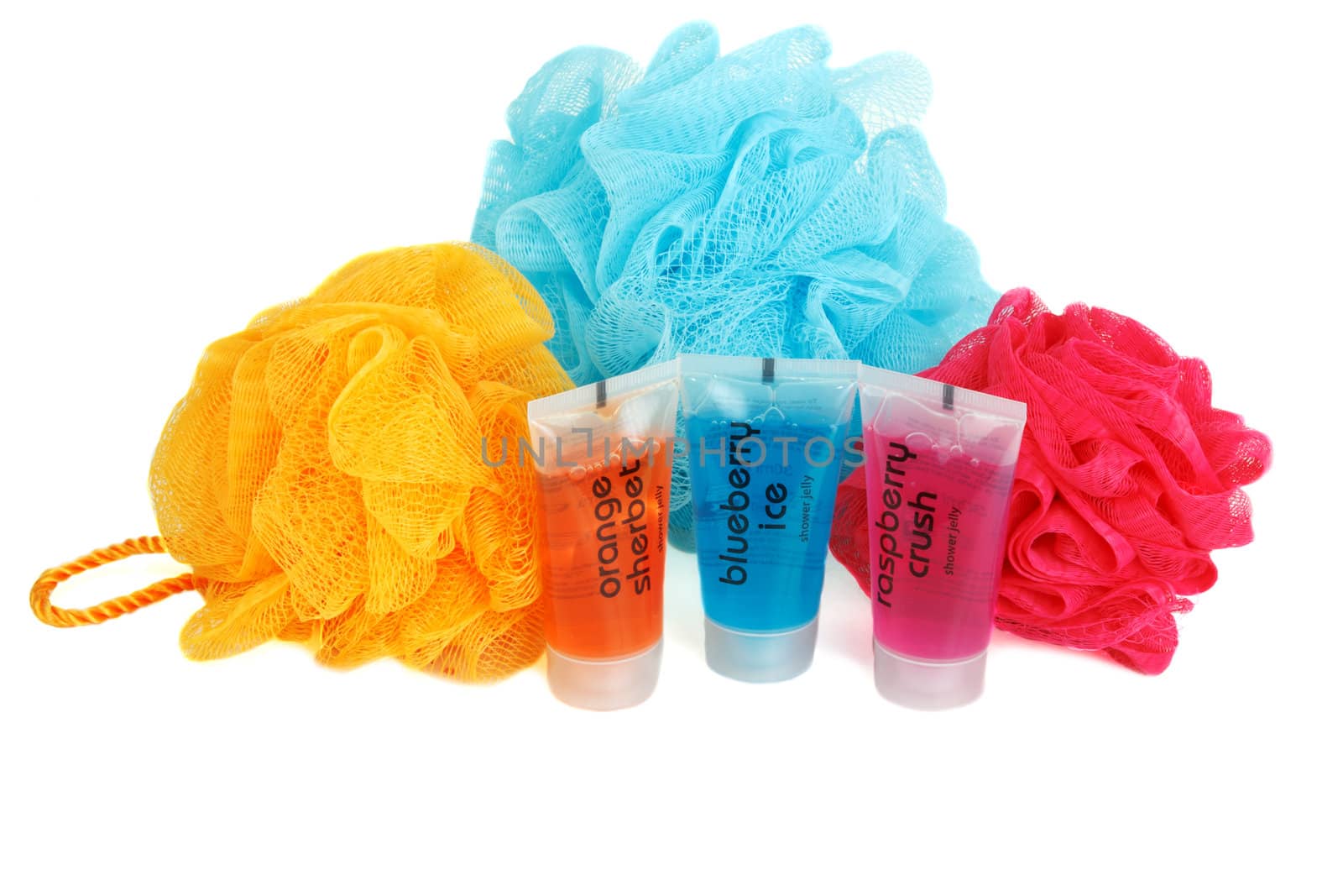 Set for bath colour sponges and vials with helium for soul
