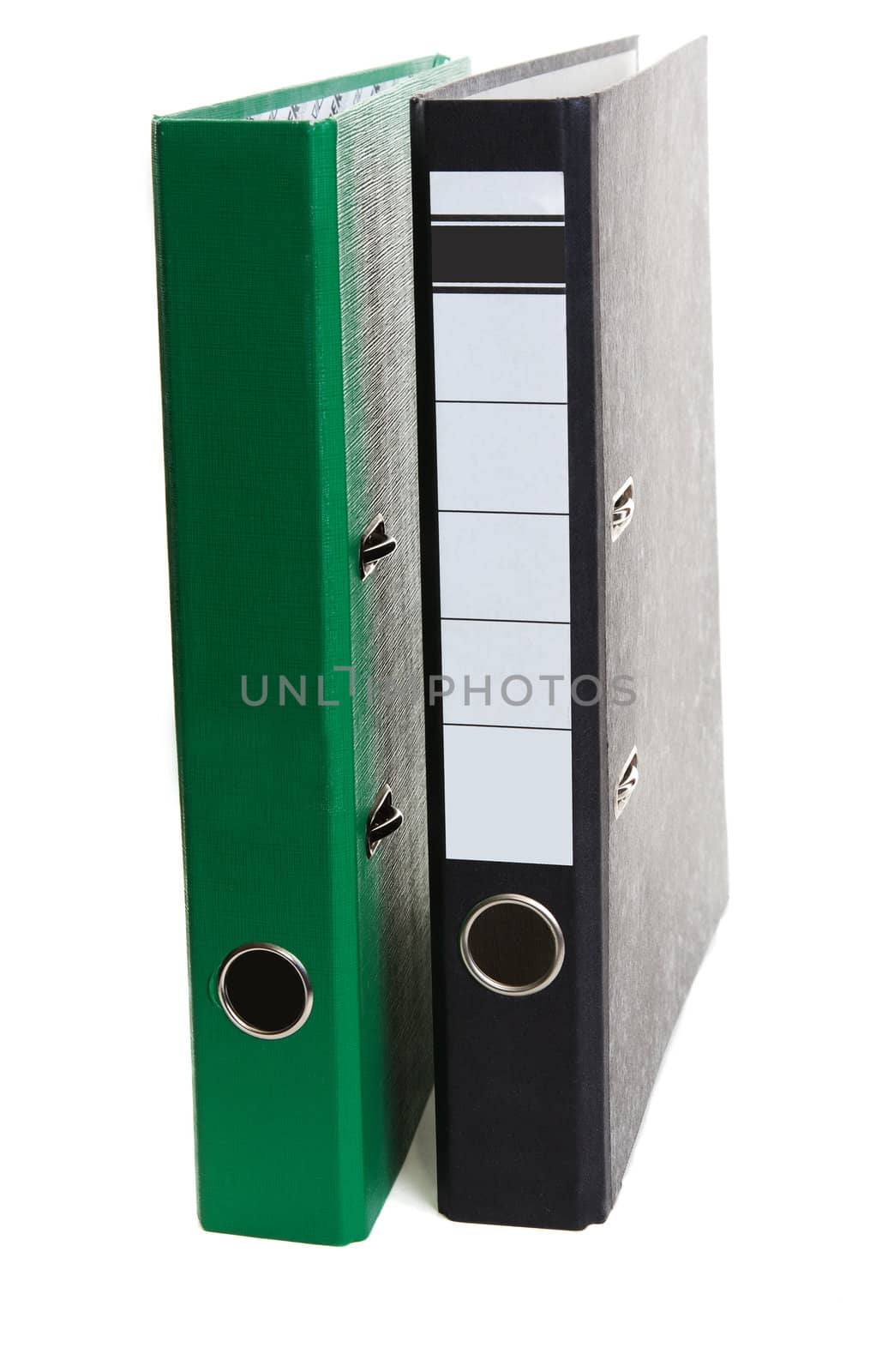 Green and dark gray office folder on a white background