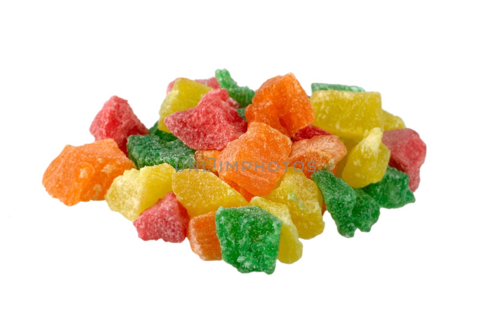 candied fruit isolated on a white background