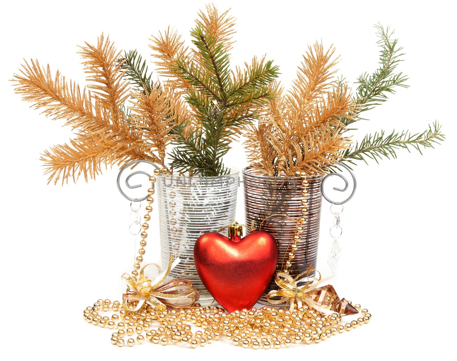 Christmas still life, two glasses of red heart