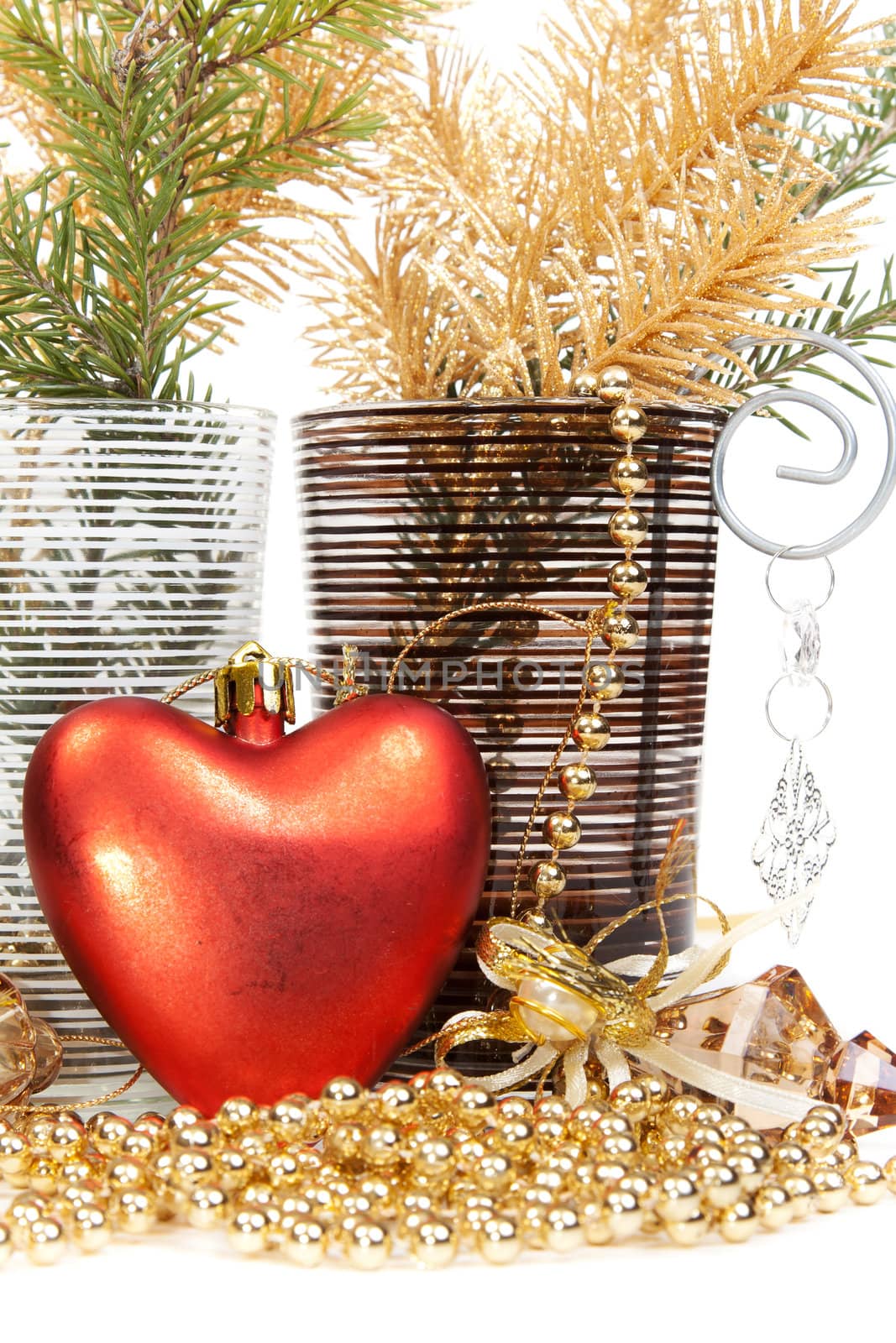 Christmas still life, two glasses of red heart