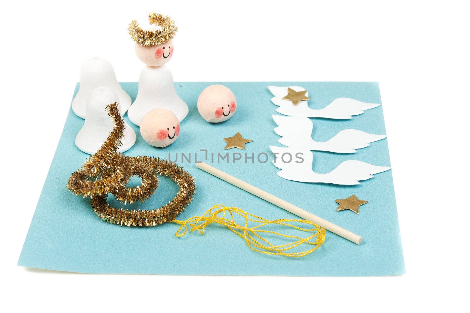 Kit scrapbooking with the angels in blue paper