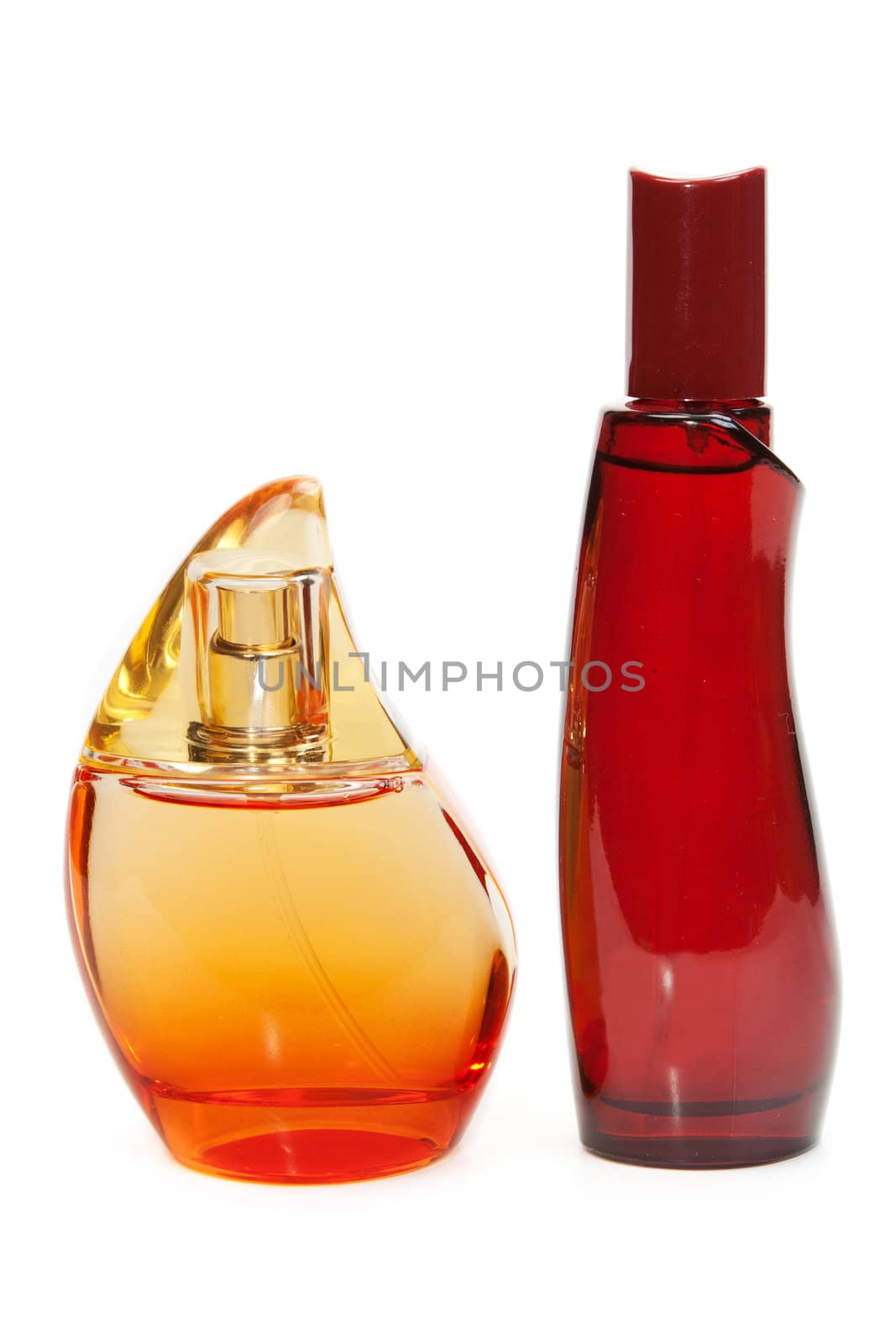 Two perfume bottle isolated on white background