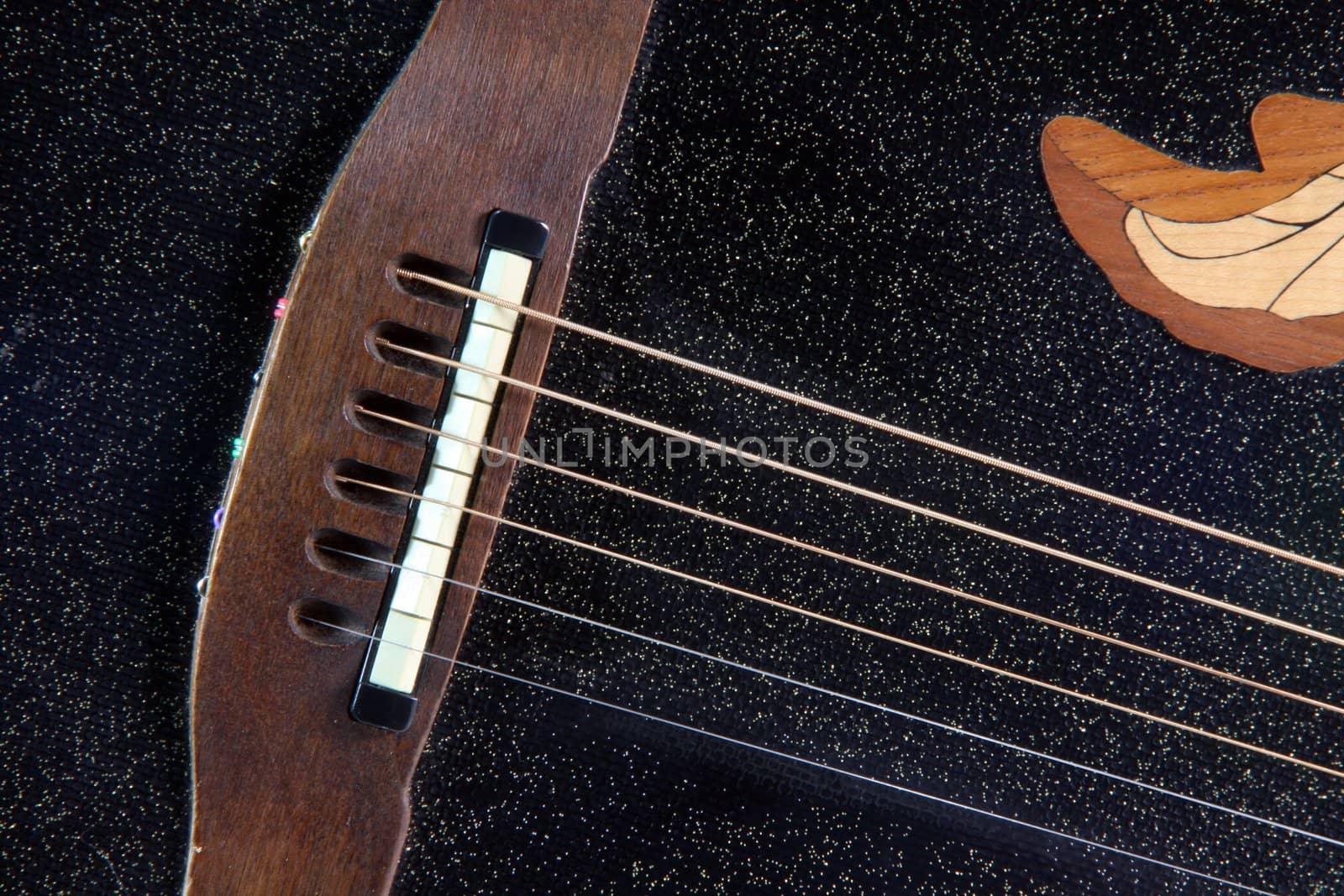 detail strings of black classic electrical guitar music equipment