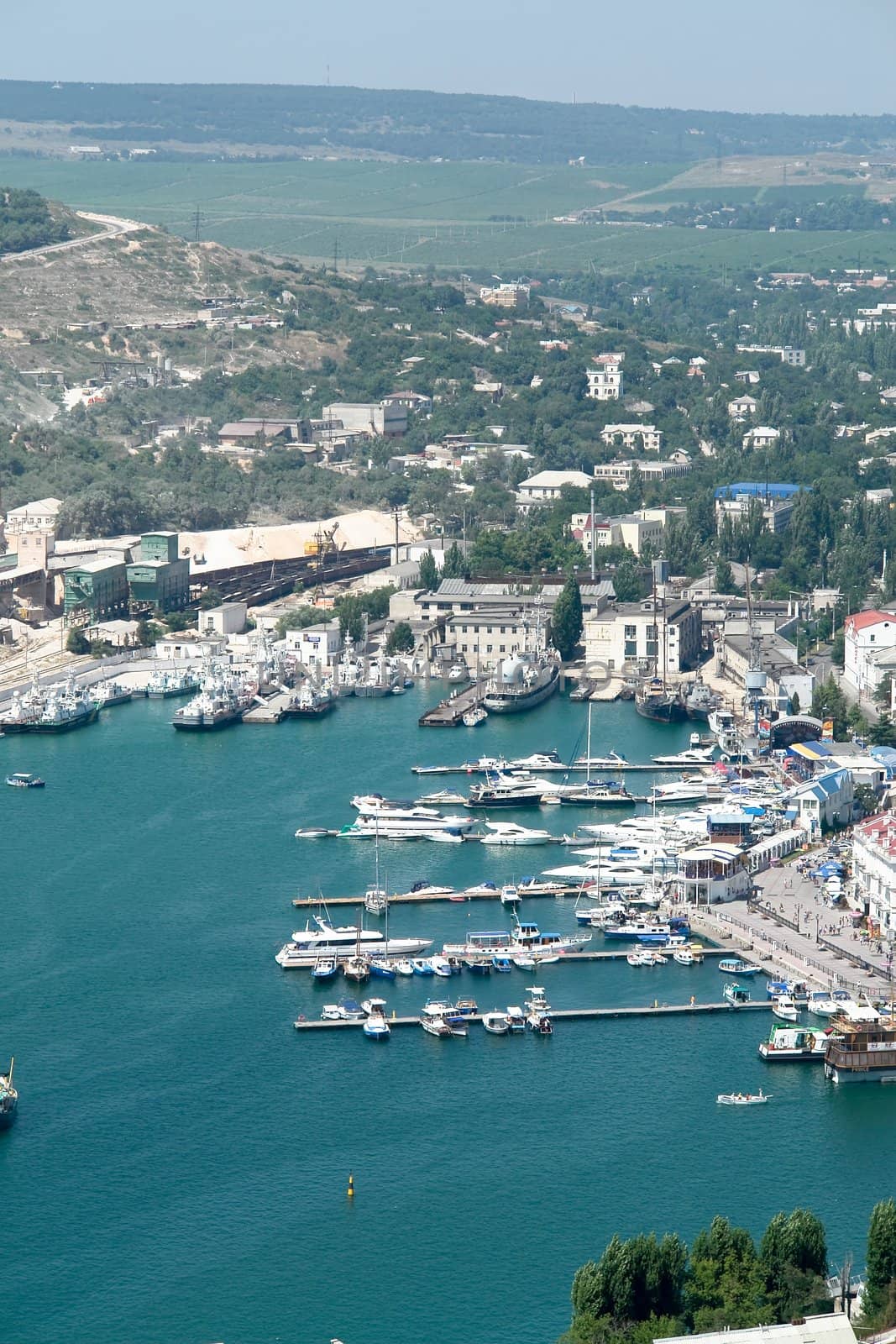 Town in Balaklava bay. Panoramic view on top.