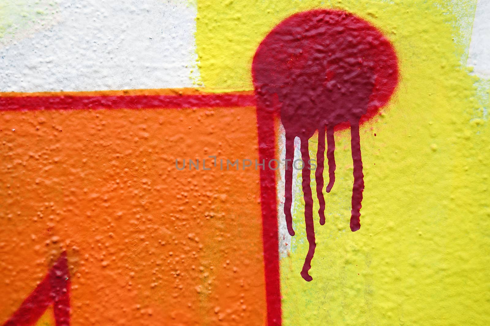 Abstract dripping graffiti detail on textured wall. Urban street art background.
