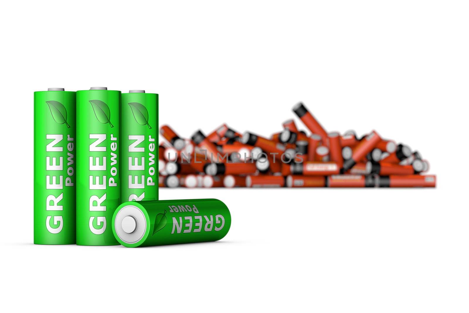 Green Eco Batteries in Front by PixBox