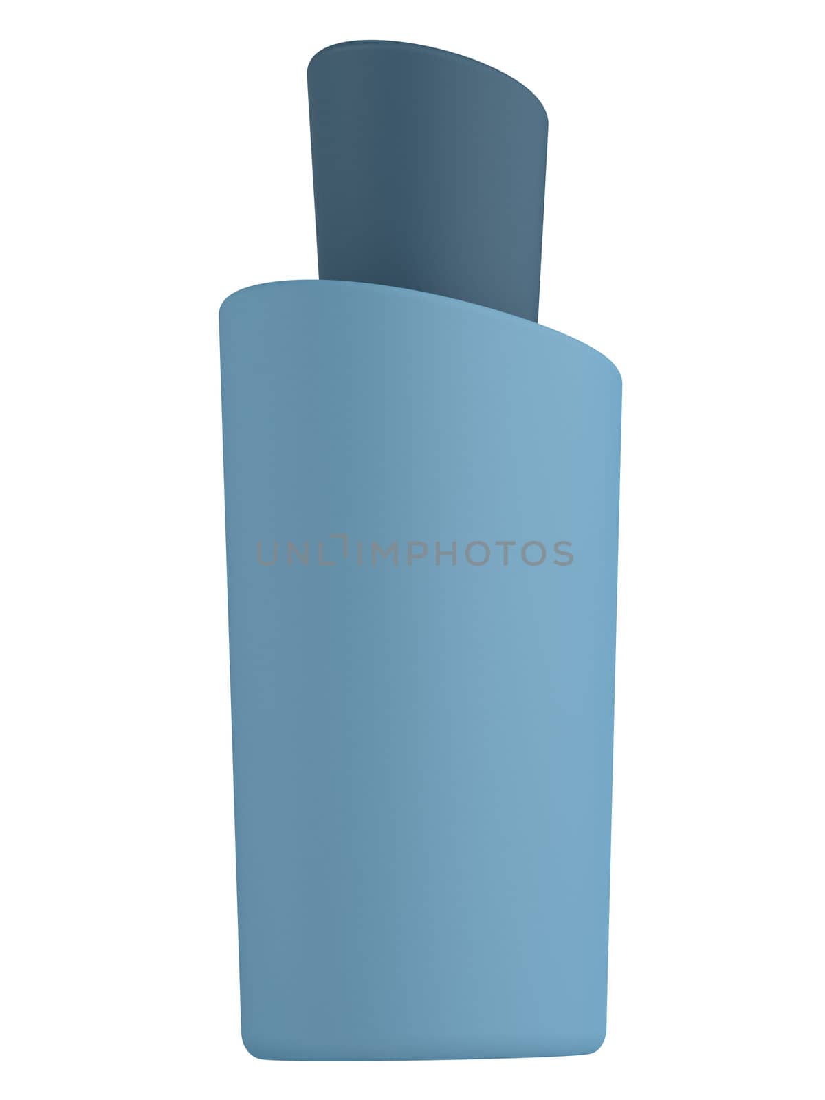 Blue bottle shampoo isolated on white background