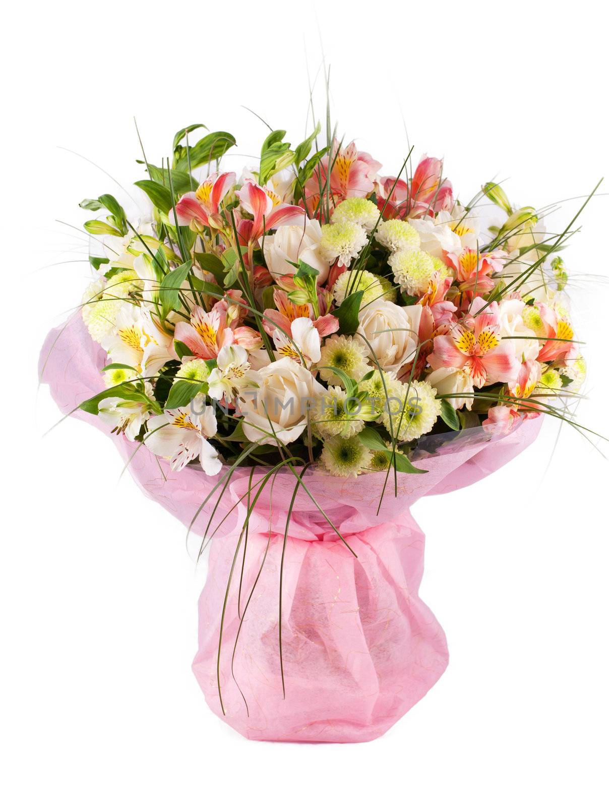 Spring flowers bouquet with a lot of different flowers