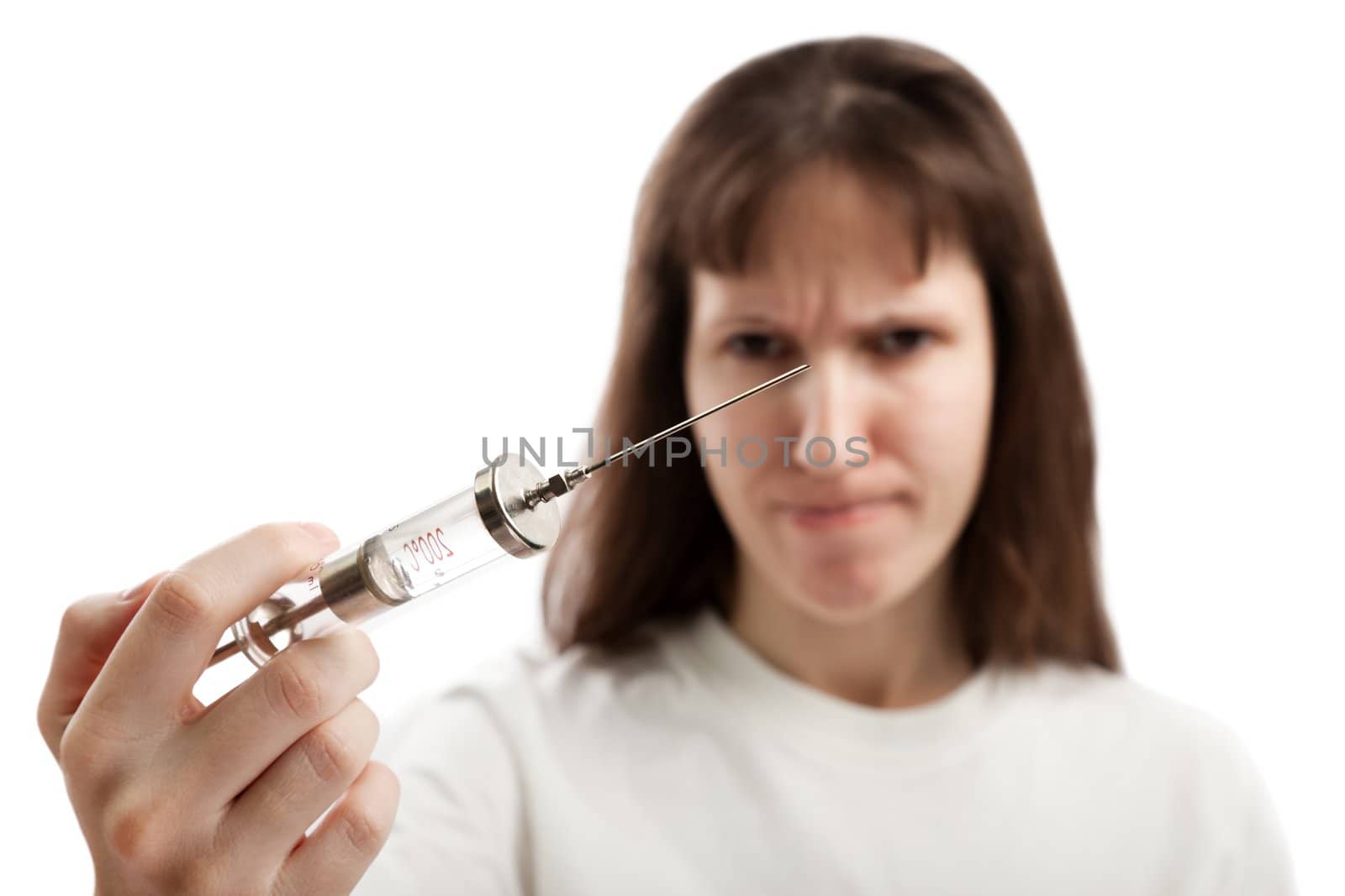 Hand holding medicine healthcare injecting syringe