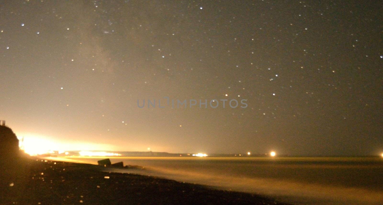 Crimean night landscape with starry sky