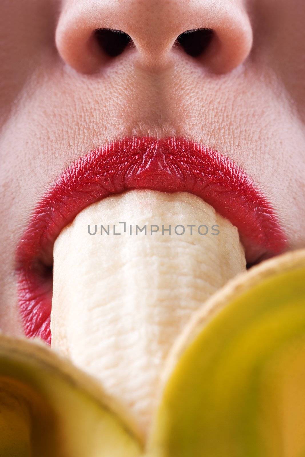 Sex symbol women sucking eating banana fruit food