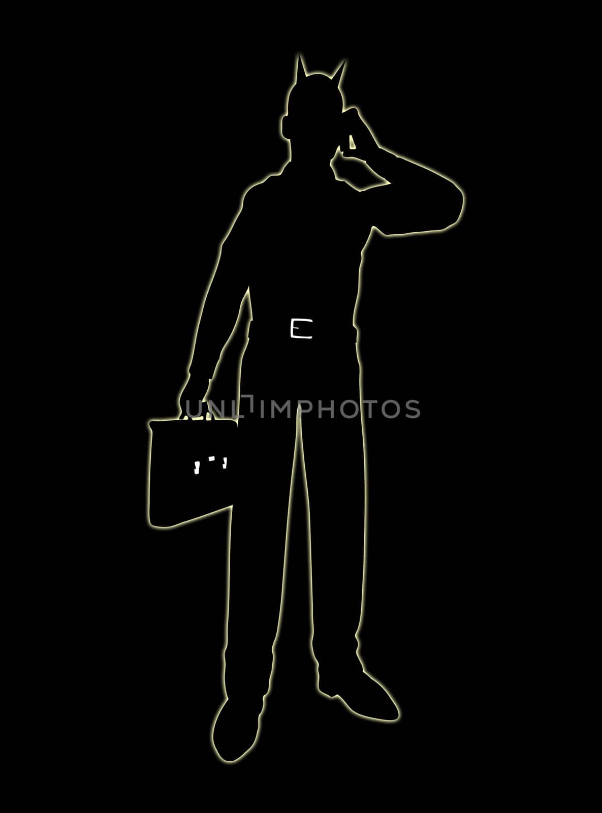 Concept image showing a silhouetted devil businessman.