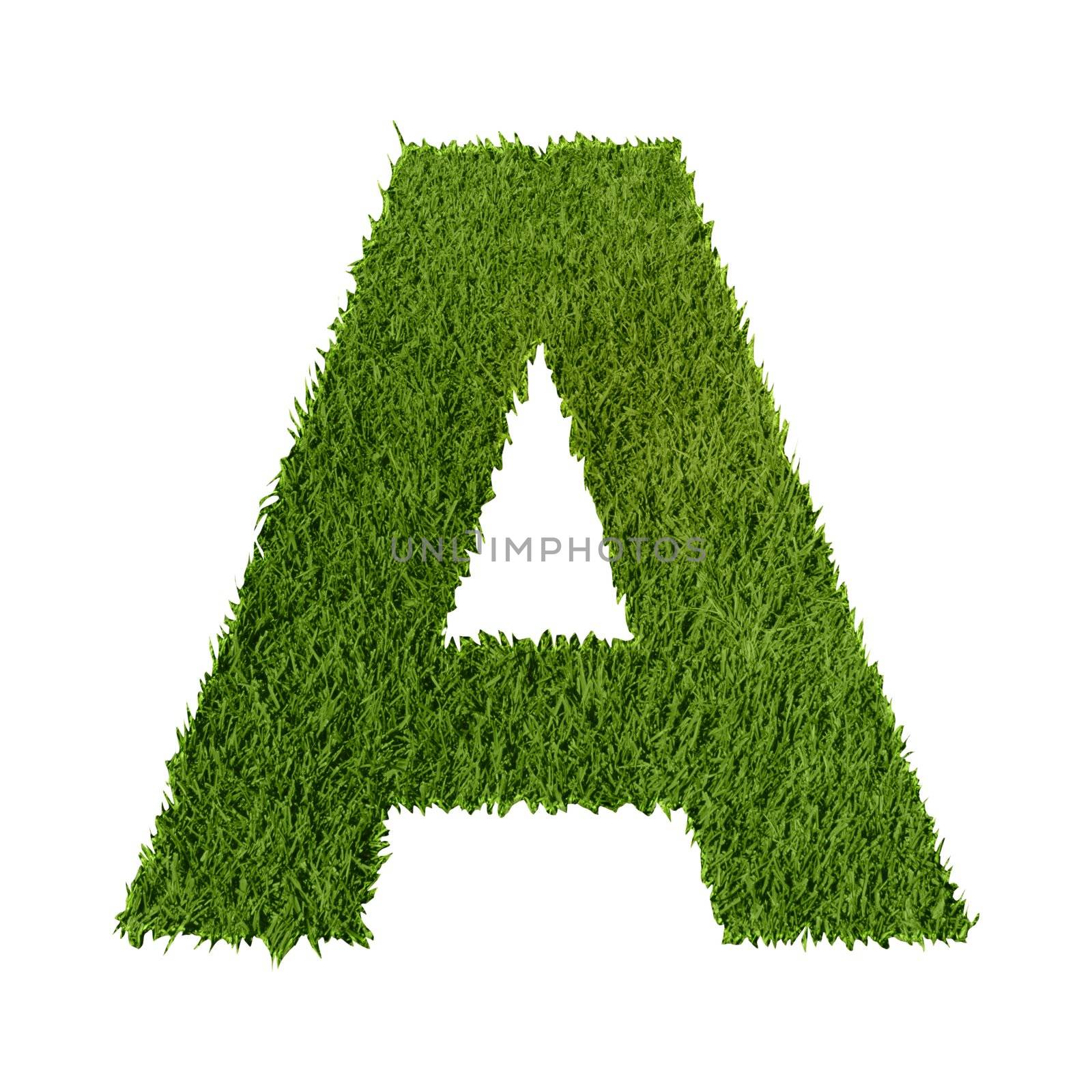 Green grass letter A on white background