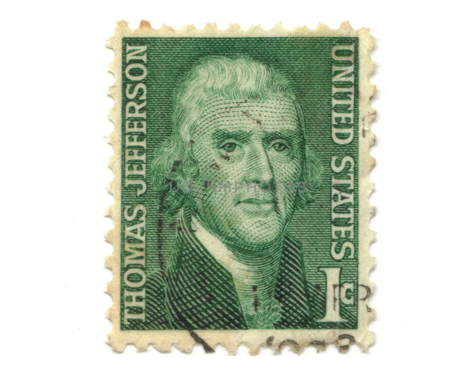old postage stamp from USA 1 cent - Thomas Jefferson