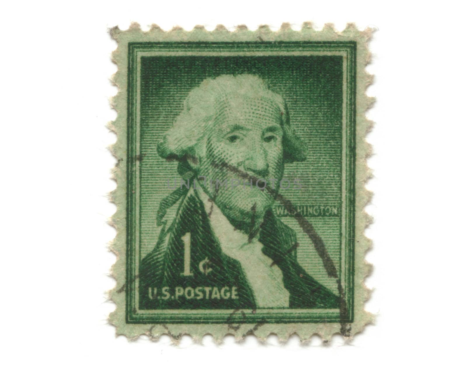 old postage stamp from USA one cent - George Washington
