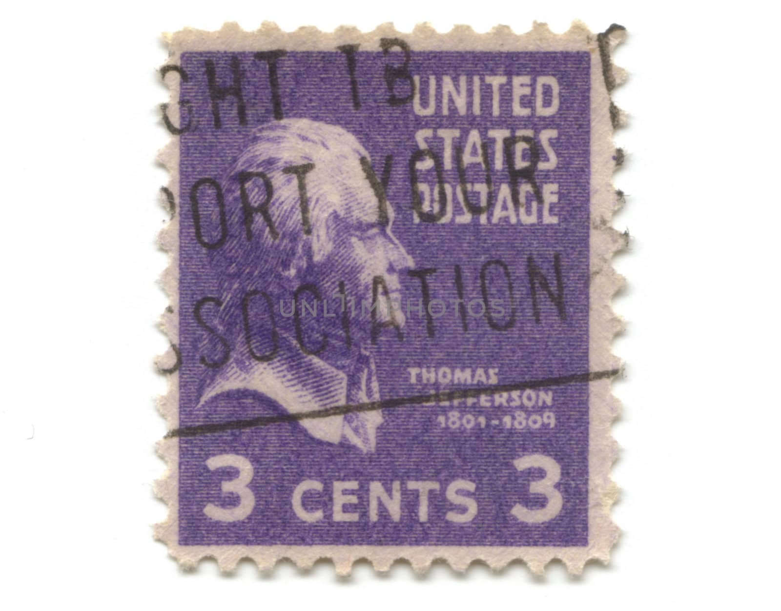 old postage stamp from USA 3 cent - Thomas Jefferson