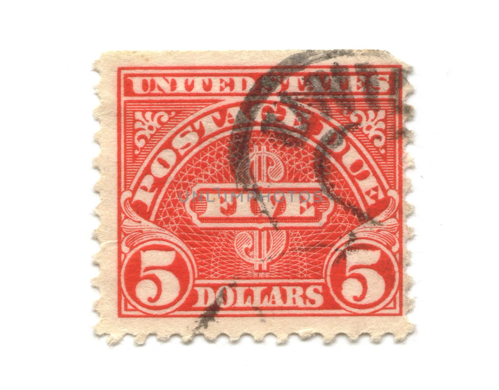Old postage stamps from USA 5 Dollars  by fambros