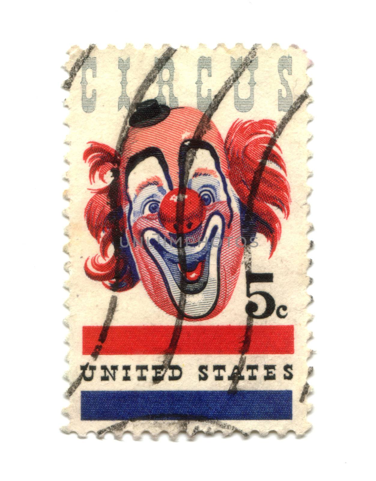 Old postage stamp from USA five cent - Circus