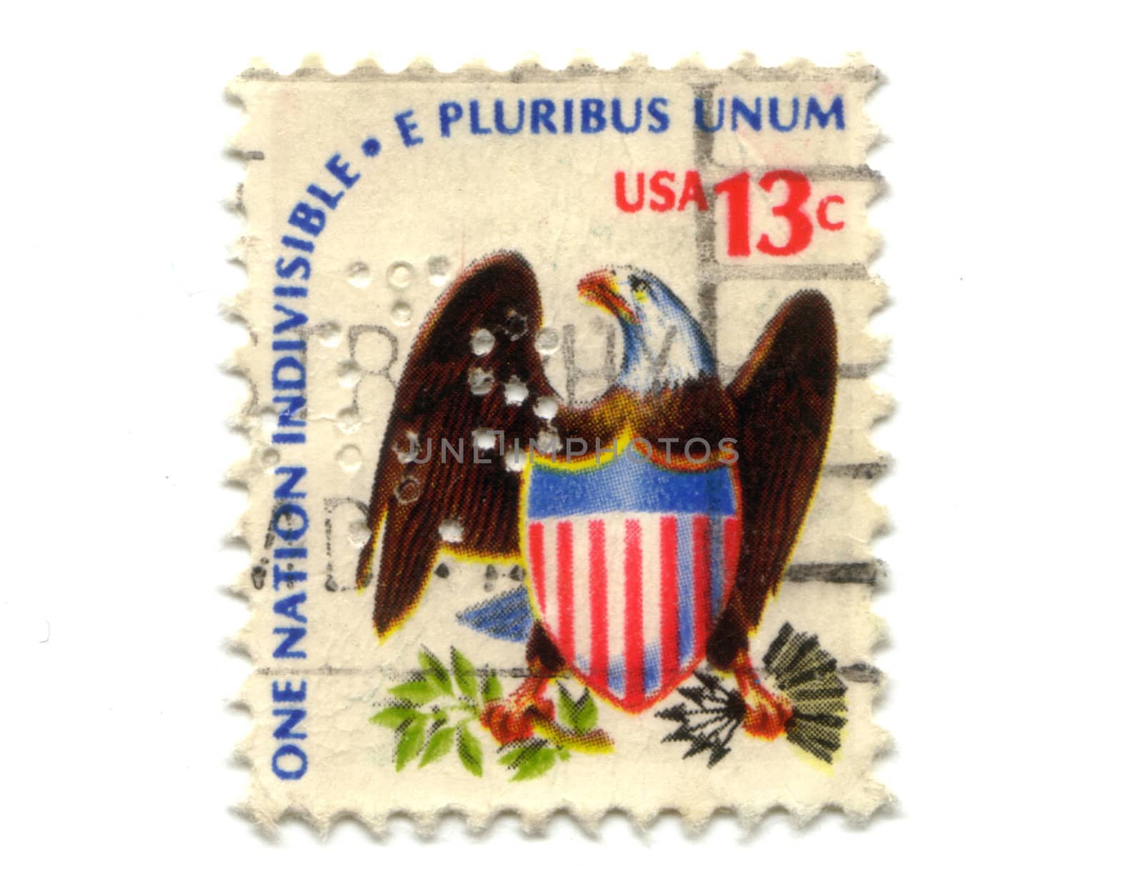 Old postage stamps from USA 13 cents - Eagle and Shield