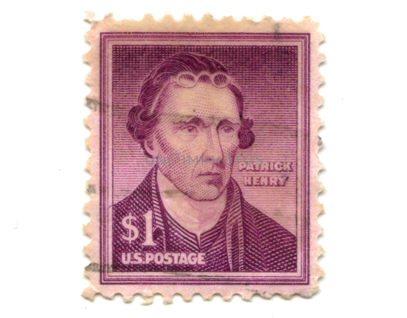 Old postage stamps from USA one dollar - patrick Henry