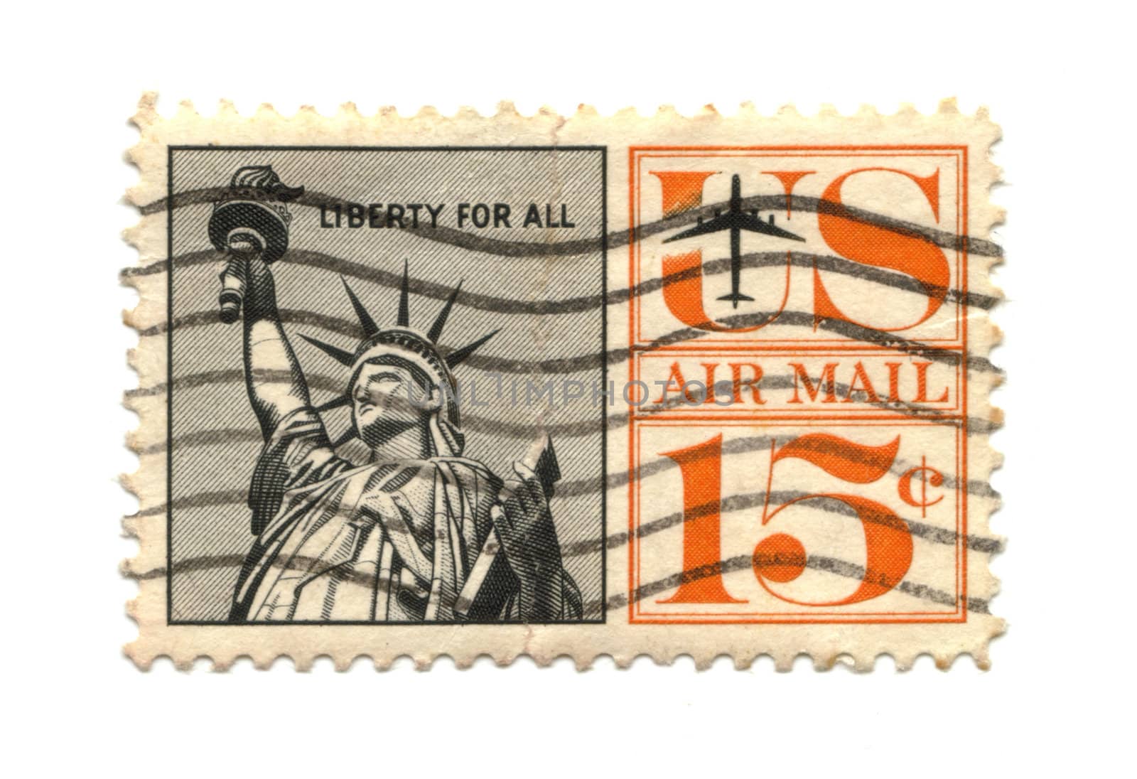 old postage stamp from USA Liberty - 15 cent 