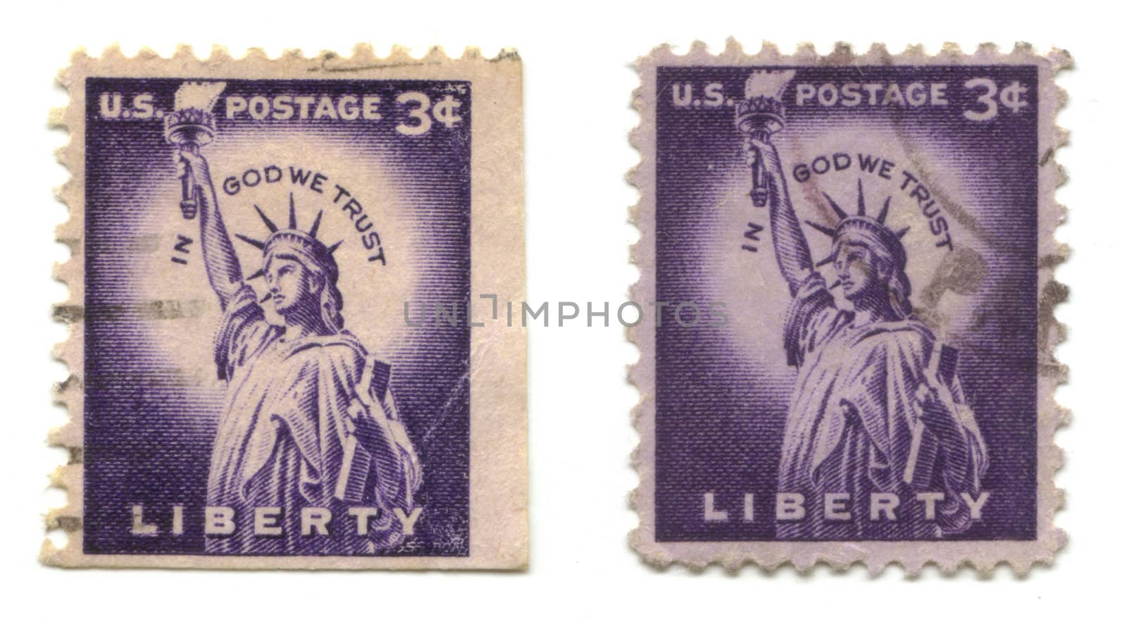 old postage stamps from USA Liberty - 3 cent