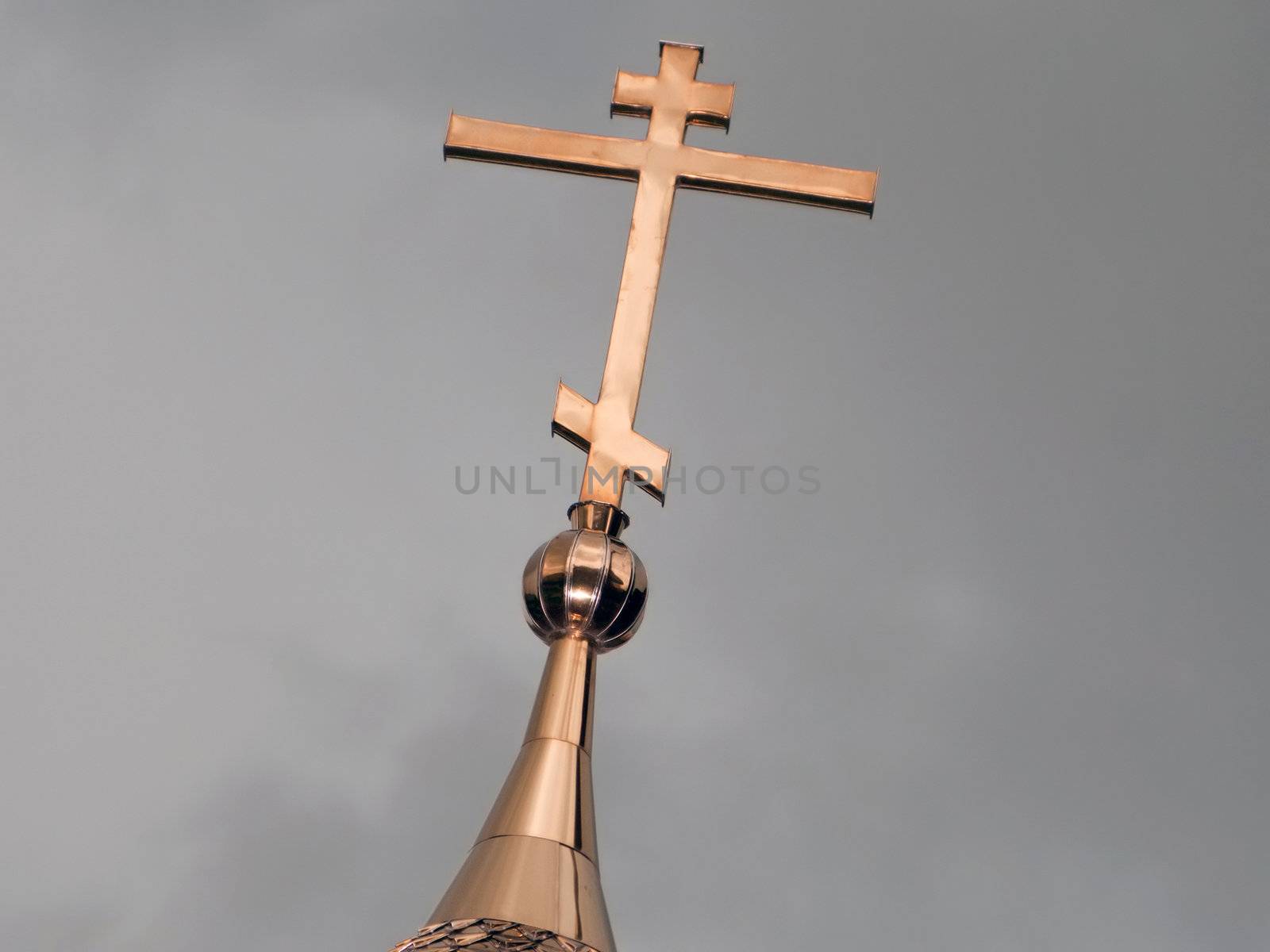 Cross on church dome religion scene