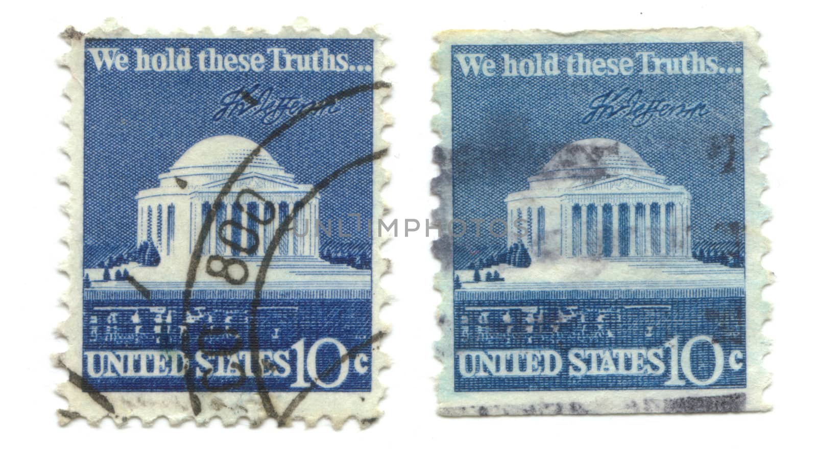old postage stamps from USA Temple  by fambros