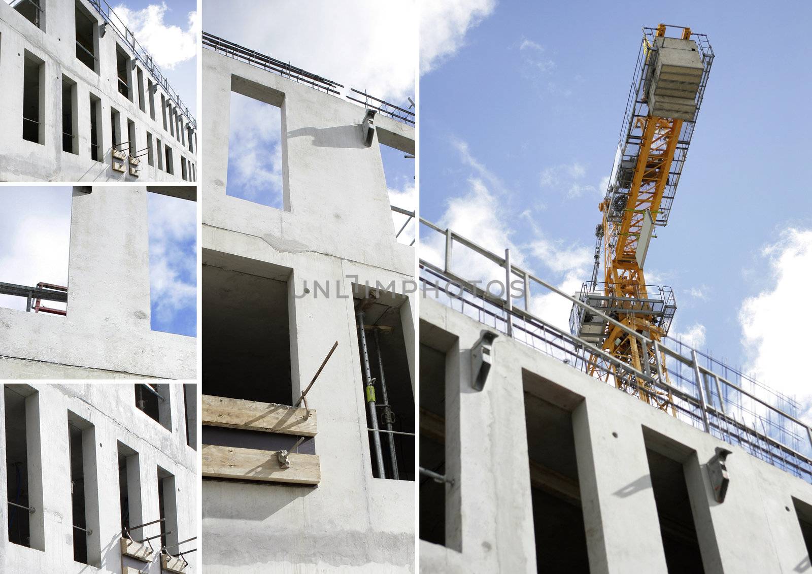 Collage of a building site