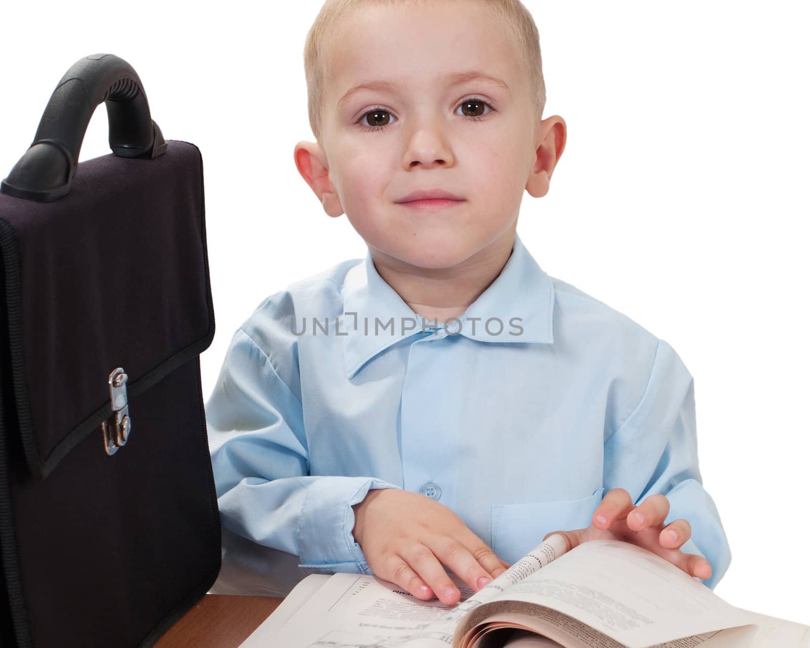Little child reading education book for school