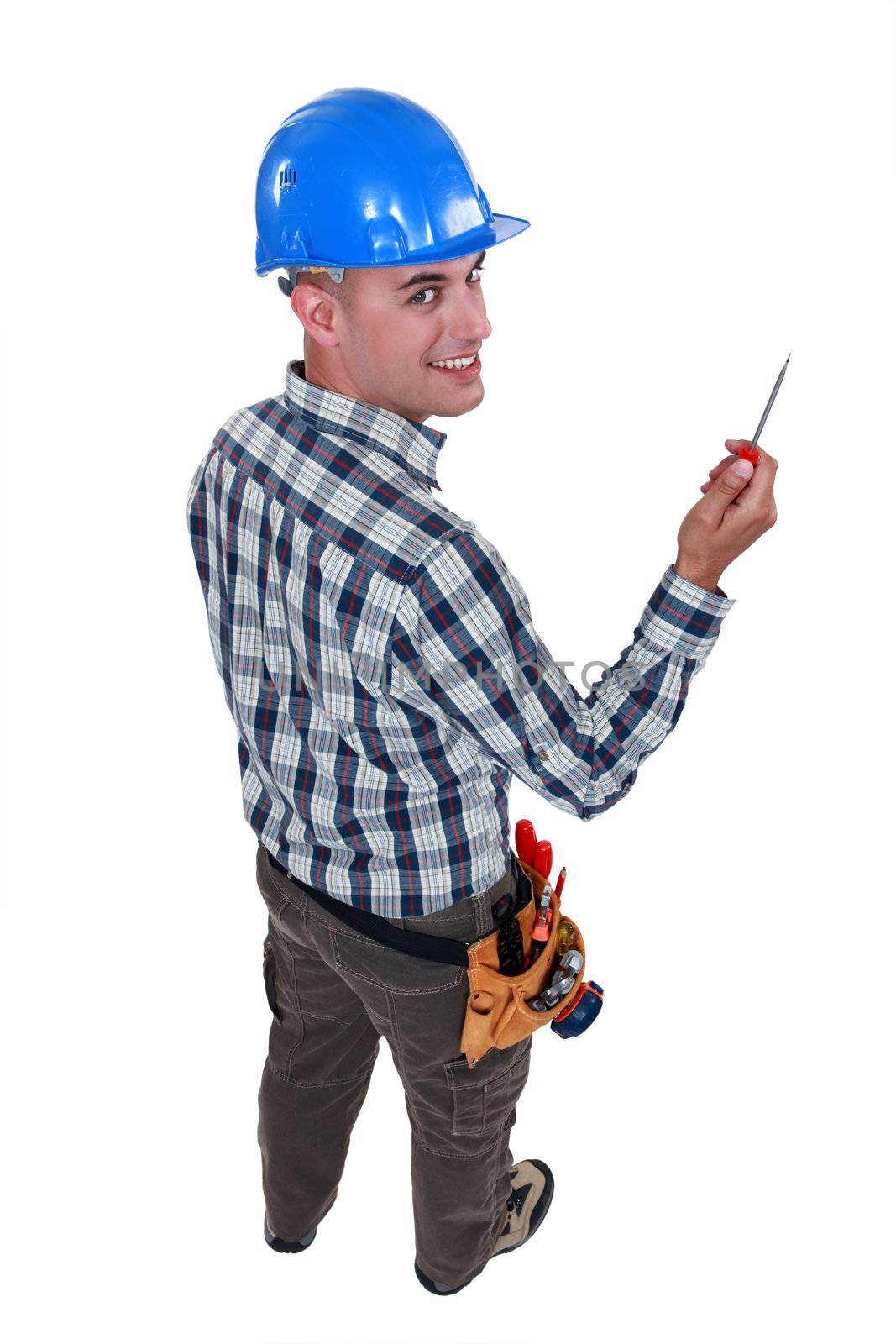 Worker with an awl by phovoir