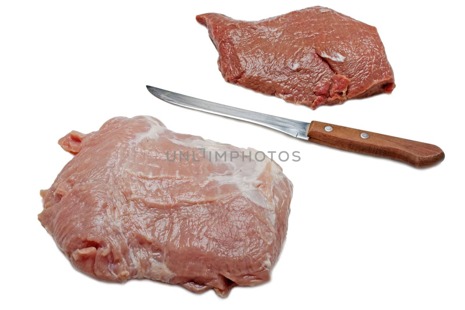 Meat food - red raw beef isolated on white