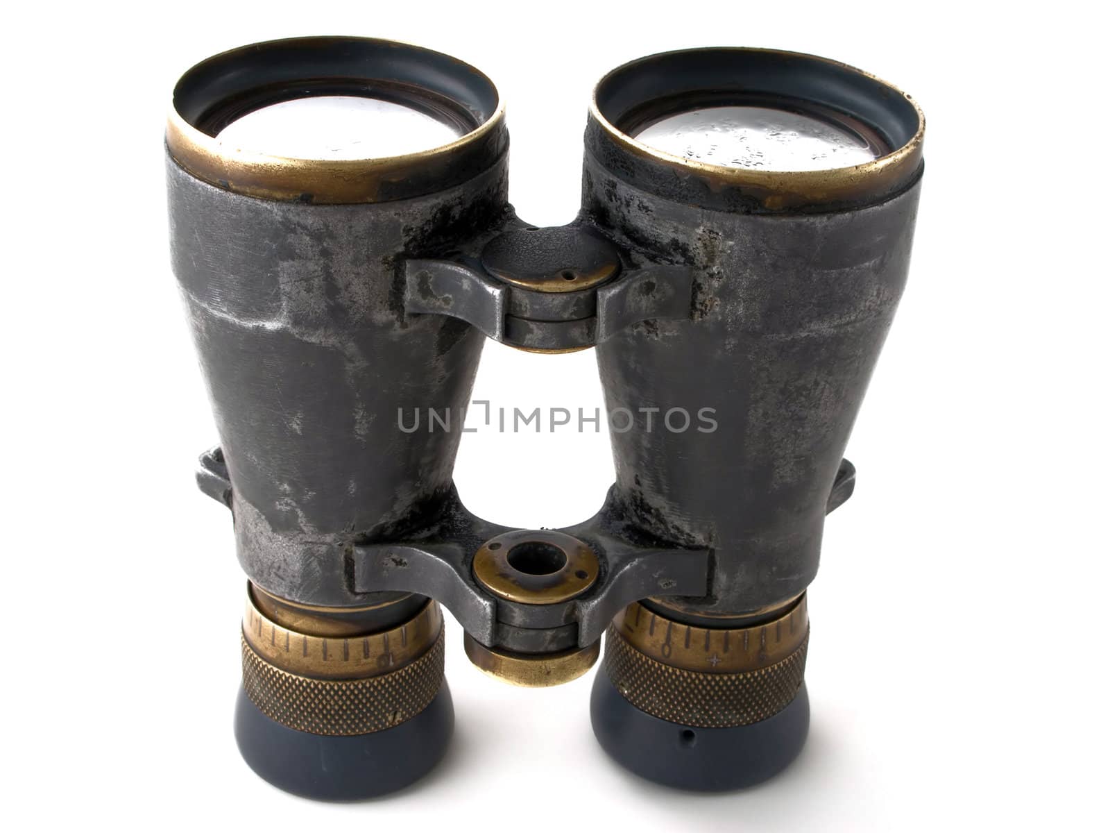 Looking binoculars lens isolated on white concepts