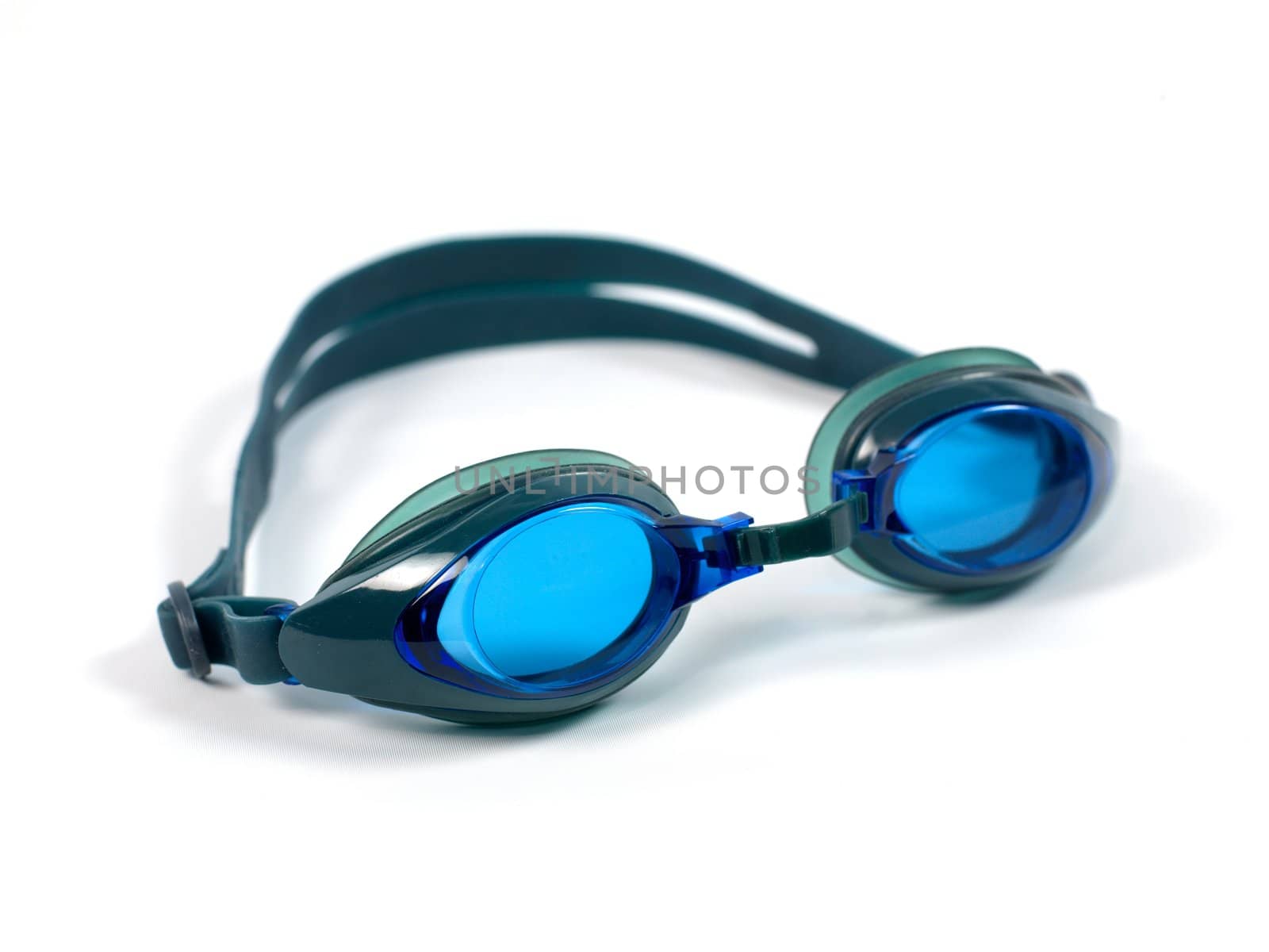 Swimming goggles isolated against a white background