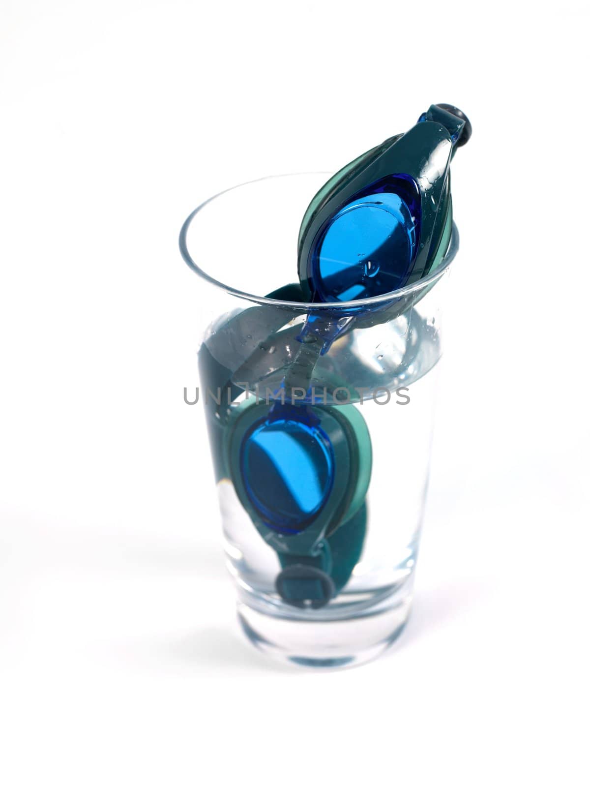 Swimming goggles isolated against a white background