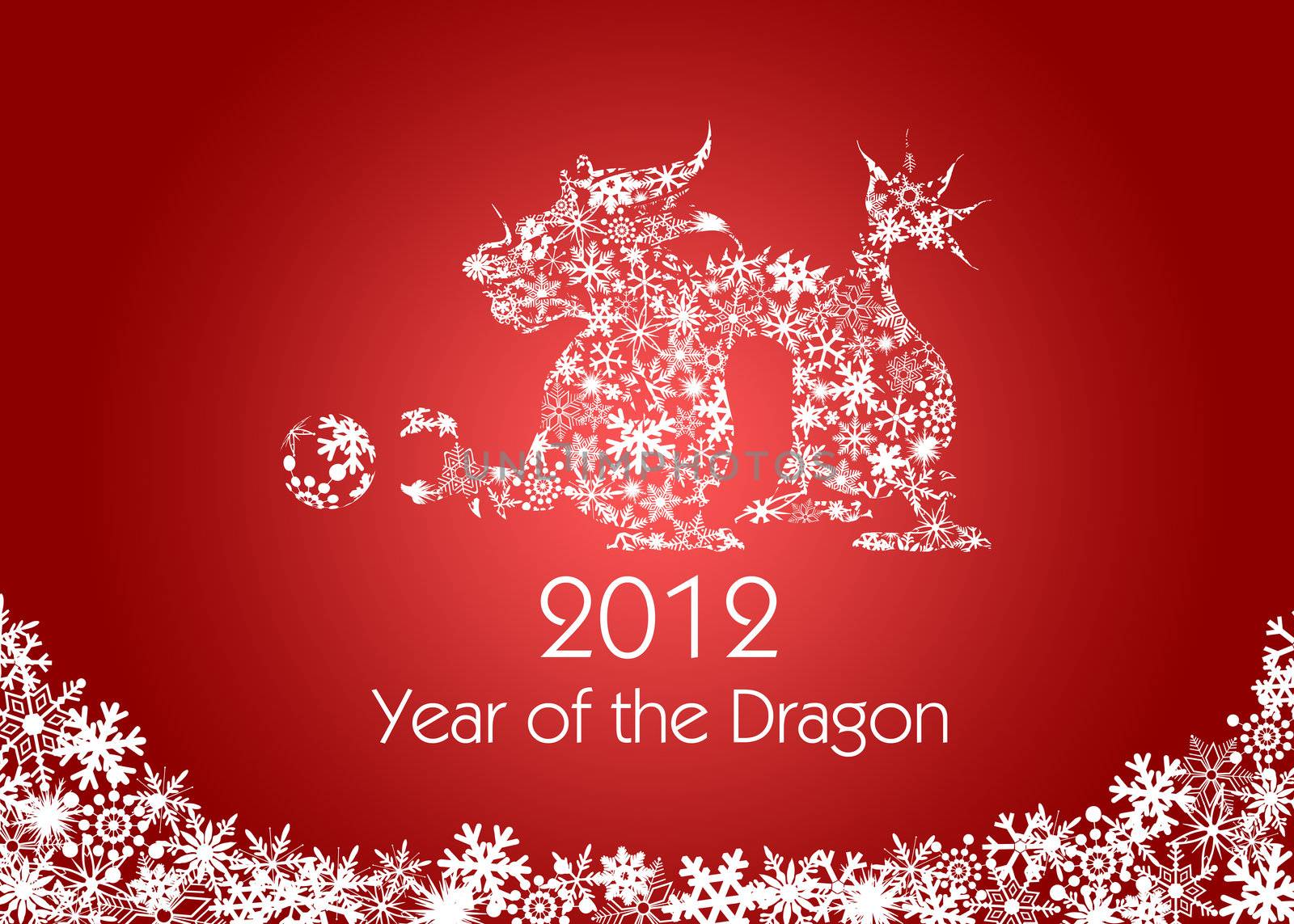 Chinese New Year Dragon with Snowflakes Pattern Red by jpldesigns