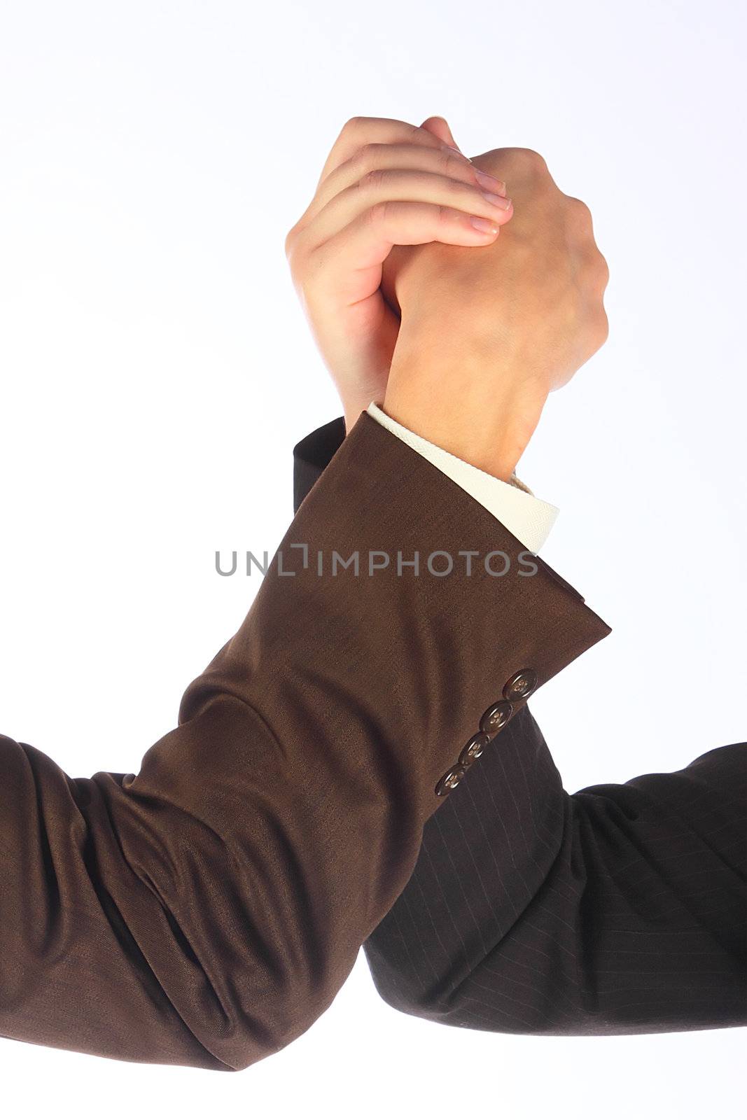 arm wrestling of the business man and the woman