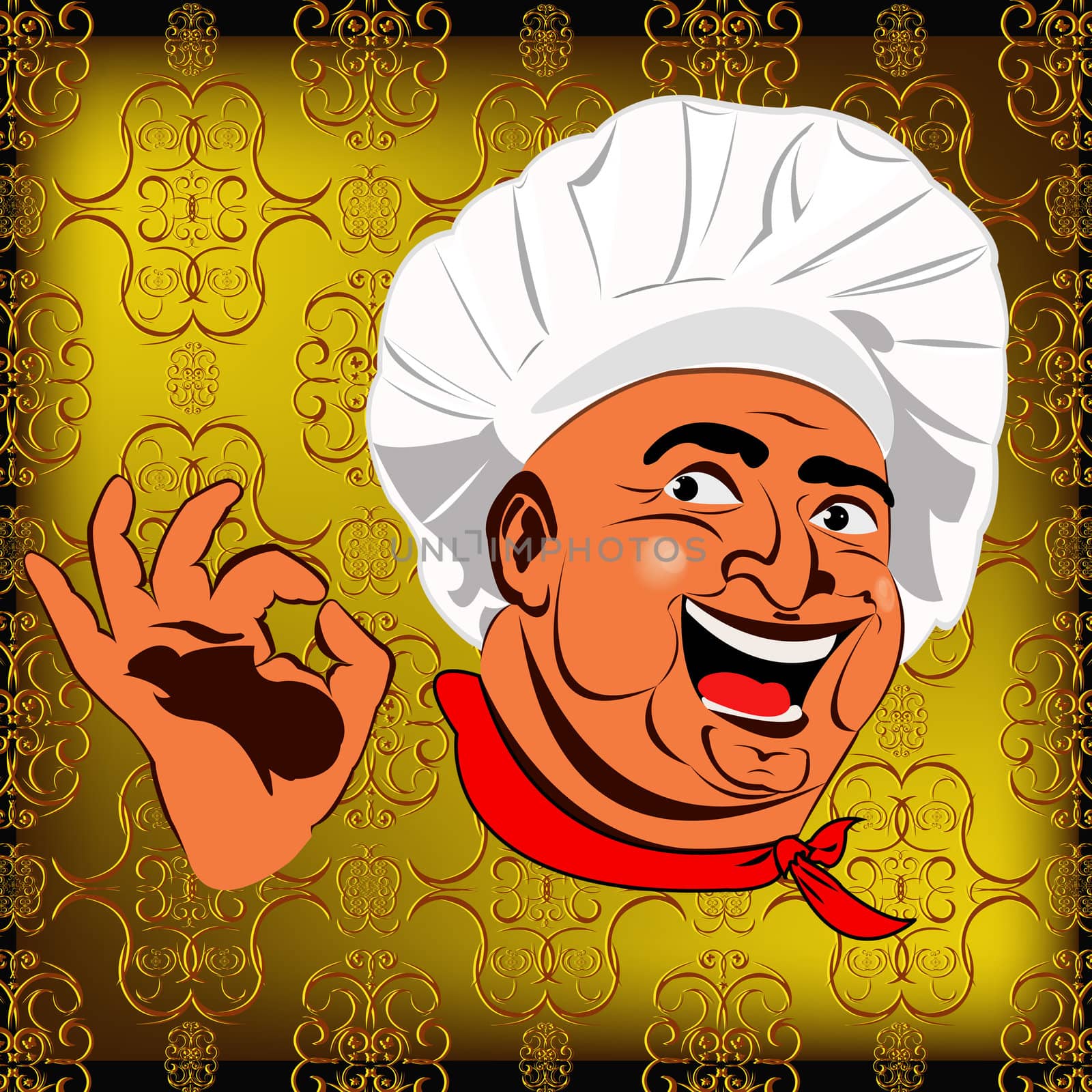 Eastern Chef  on a abstract decorative background