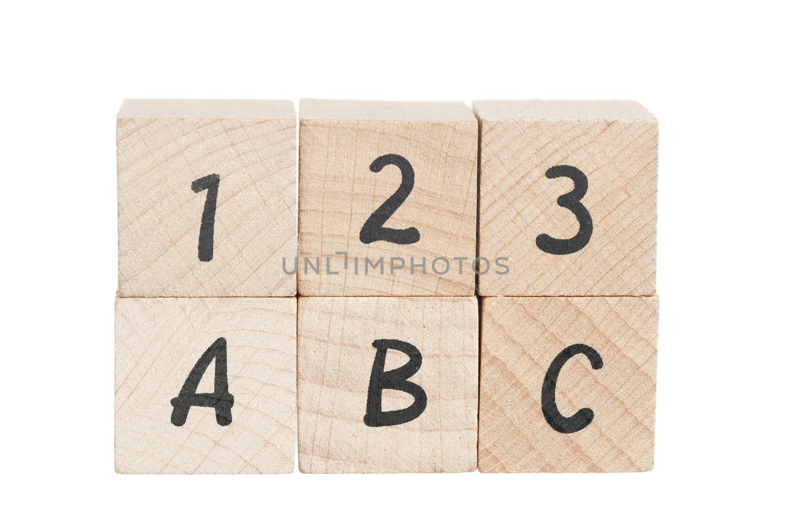 Dipiction of learning the abc's. White background.