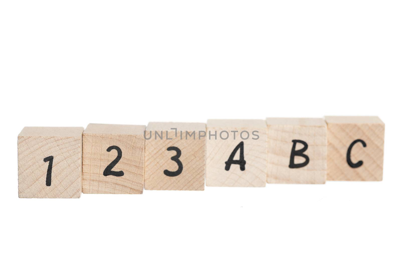 Dipiction of learning the abc's. White background.