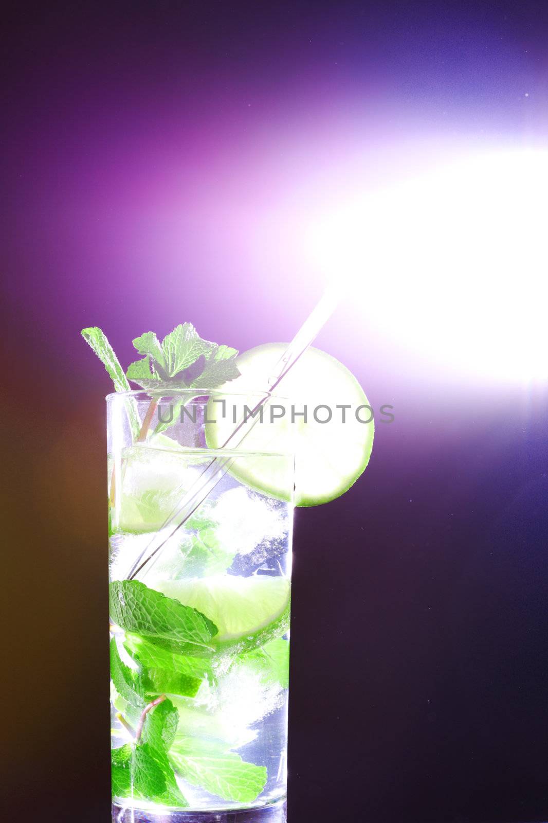 mojito isolated on black close up